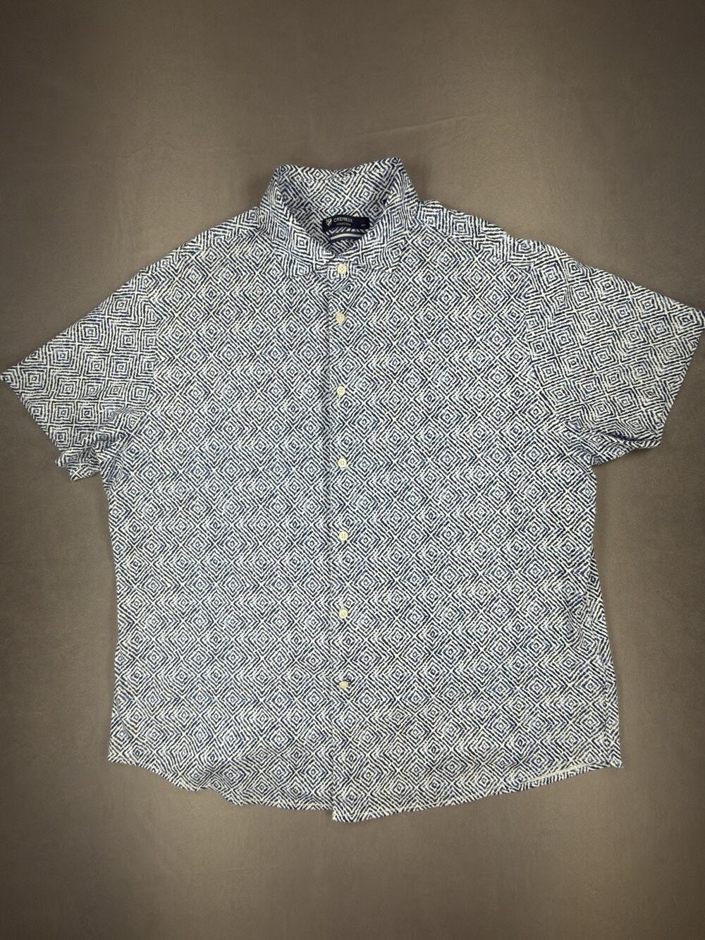 Daniel Cremieux Signature Collection Perf Men's Large Blue/Wt Diamond Shirt XXL